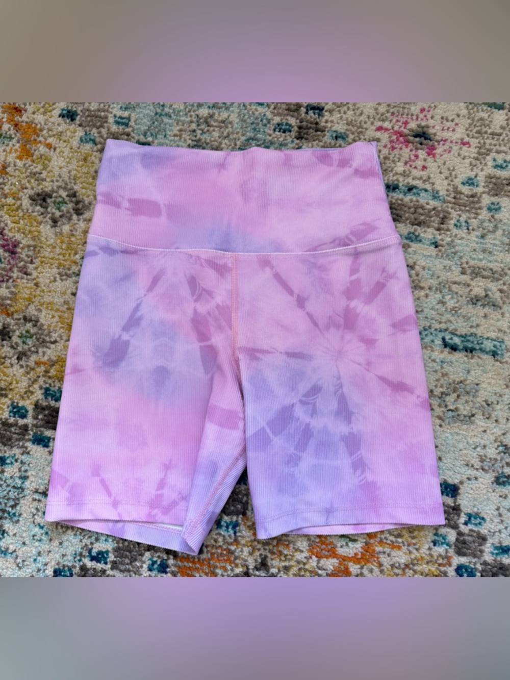Beach Riot Pink & Purple Tie-Dye High-Waist Bike Shorts